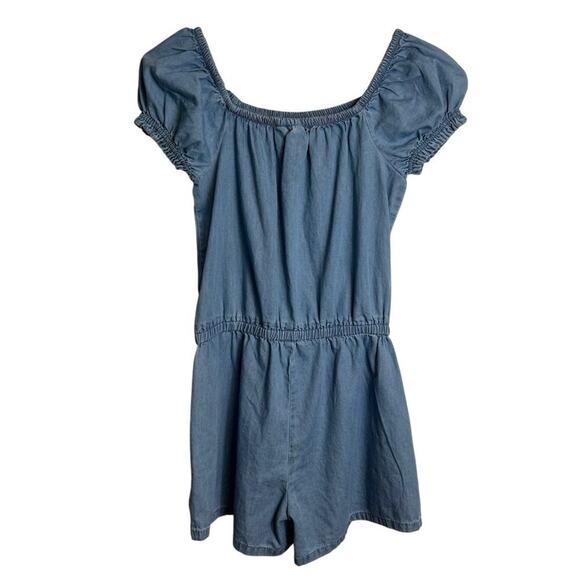 Gap Kids Knot-Tie Romper, Chambray, Size 10/12 - Picture 3 of 8